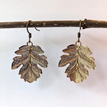 Antique Bronze Leaf Vintage Style Earrings