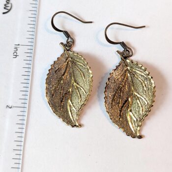 Antique Bronze Leaf Vintage Style Earrings - Image 2