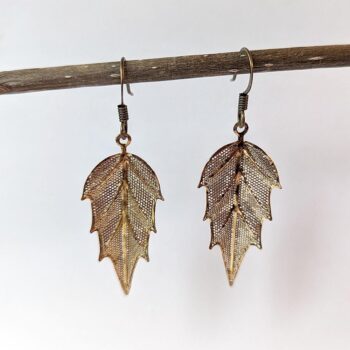 Antique Bronze Leaf Vintage Style Earrings