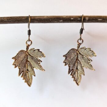 Antique Bronze Leaf Vintage Style Earrings