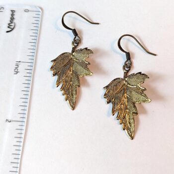 Antique Bronze Leaf Vintage Style Earrings - Image 2