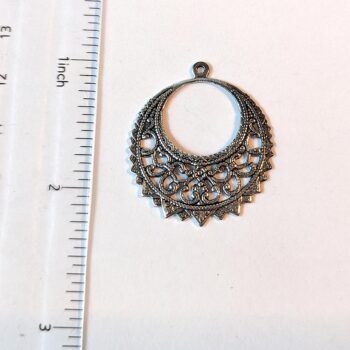 Filigree Hoop Pendant Antique Silver - Image 2