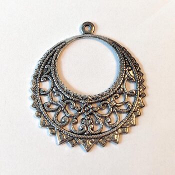 Filigree Hoop Pendant Antique Silver