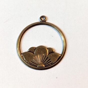 Lotus Flower Hoop Pendant Antique Bronze