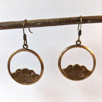 Antique Bronze Lotus Flower Vintage Style Earrings