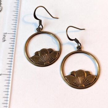 Antique Bronze Lotus Flower Vintage Style Earrings - Image 2