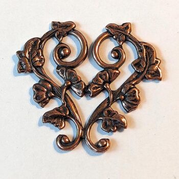 Heart Shape Flowers Leaf Branch Pendant Antique Copper