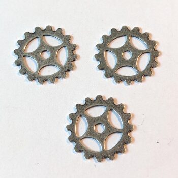 Small Steampunk Cog Bit Charm Antique Silver