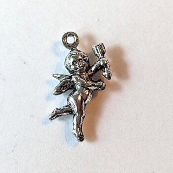 Tiny Cupid Charm Antique Silver