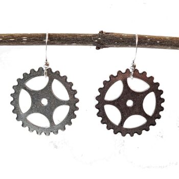 Antique Silver Steampunk Cog Bit Earrings