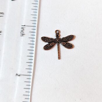 Small Dragonfly Charm Pendant Antique Copper - Image 2