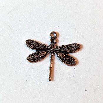 Small Dragonfly Charm Pendant Antique Copper