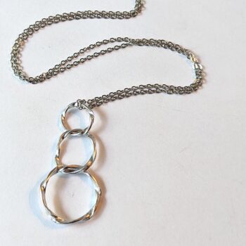 Silver Cascading Triple Dangle Hoop Necklace - Image 3