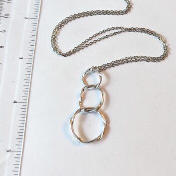 Silver Cascading Triple Dangle Hoop Necklace - Image 2