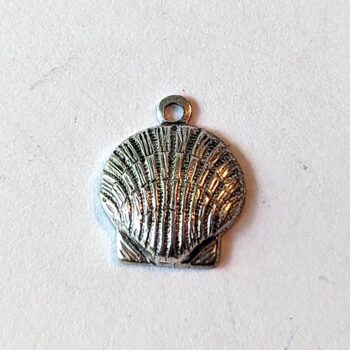 Scallop Shell Charm Antique Silver