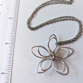 Silver Floating Wire Wrapped Flower Necklace - Image 4