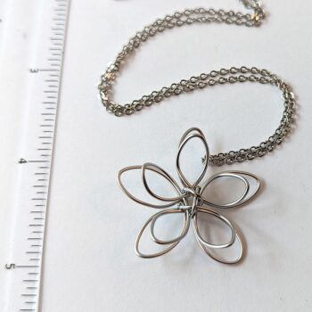 Silver Floating Wire Wrapped Flower Necklace - Image 2