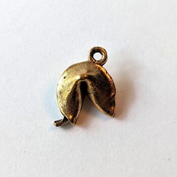 Fortune Cookie Biscuit Charm Gold