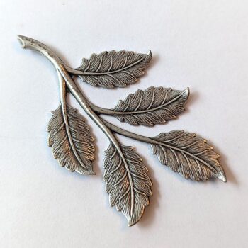 Large Branch with Leaves Leaf Pendant Antique Silver