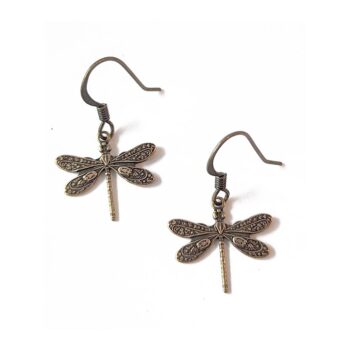 Antique Bronze Small Dragonfly Earrings