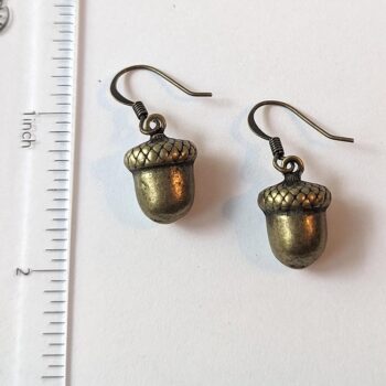 Antique Bronze Acorn Vintage Style Earrings - Image 2