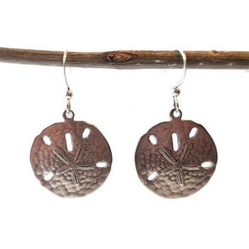 Antique Silver Sand Dollar Vintage Style Earrings