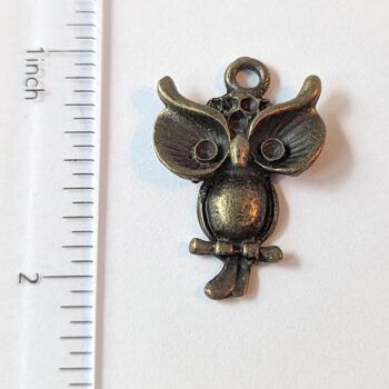 Owl Charm With Big Eyes Antique Bronze - Image 2