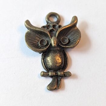 Owl Charm With Big Eyes Antique Bronze