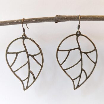 Antique Bronze Large Cutout Leaf Earrings