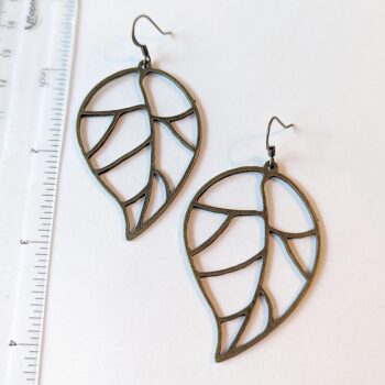 Antique Bronze Large Cutout Leaf Earrings - Image 3