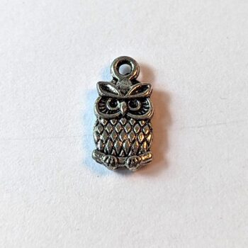 Owl Charm Small Antique Silver