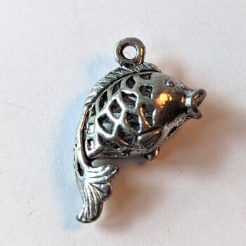 Jumping Goldfish Fish Charm Antique Silver