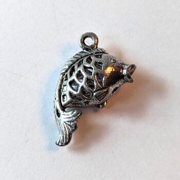 Jumping Goldfish Fish Charm Antique Silver - Image 3