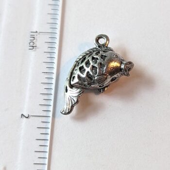 Jumping Goldfish Fish Charm Antique Silver - Image 2