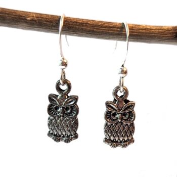 Antique Silver Owl Earrings