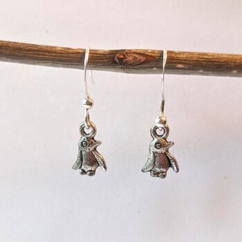 Antique Silver Small Penguin Earrings