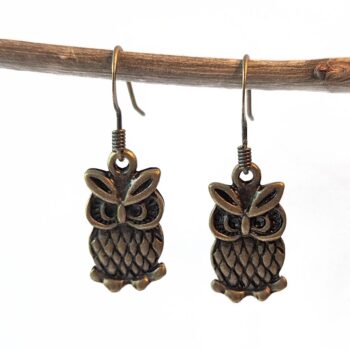 Antique Bronze Owl Earrings