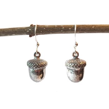 Antique Silver Acorn Vintage Style Earrings