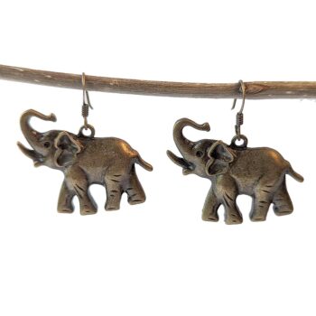 Antique Bronze Elephant Earrings