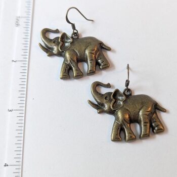 Antique Bronze Elephant Earrings - Image 2