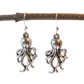 Antique Silver Octopus Earrings