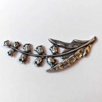 Lily of the Valley Flower Pendant / Connector Antique Silver