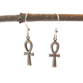 Antique Silver Small Ankh Earrings