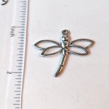 Cutout Hollow Dragonfly Pendant Antique Silver - Image 2