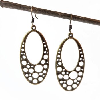 Antique Bronze Large Oval Vintage Style Earrings