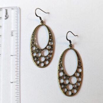 Antique Bronze Large Oval Vintage Style Earrings - Image 2