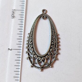 Filigree Hoop Teardrop Pendant Antique Silver - Image 2