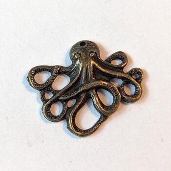 Small Octopus Charm Antique Bronze