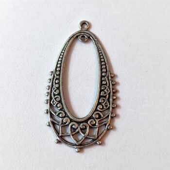 Filigree Hoop Teardrop Pendant Antique Silver