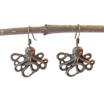 Octopus Antique Bronze Vintage Style Earrings